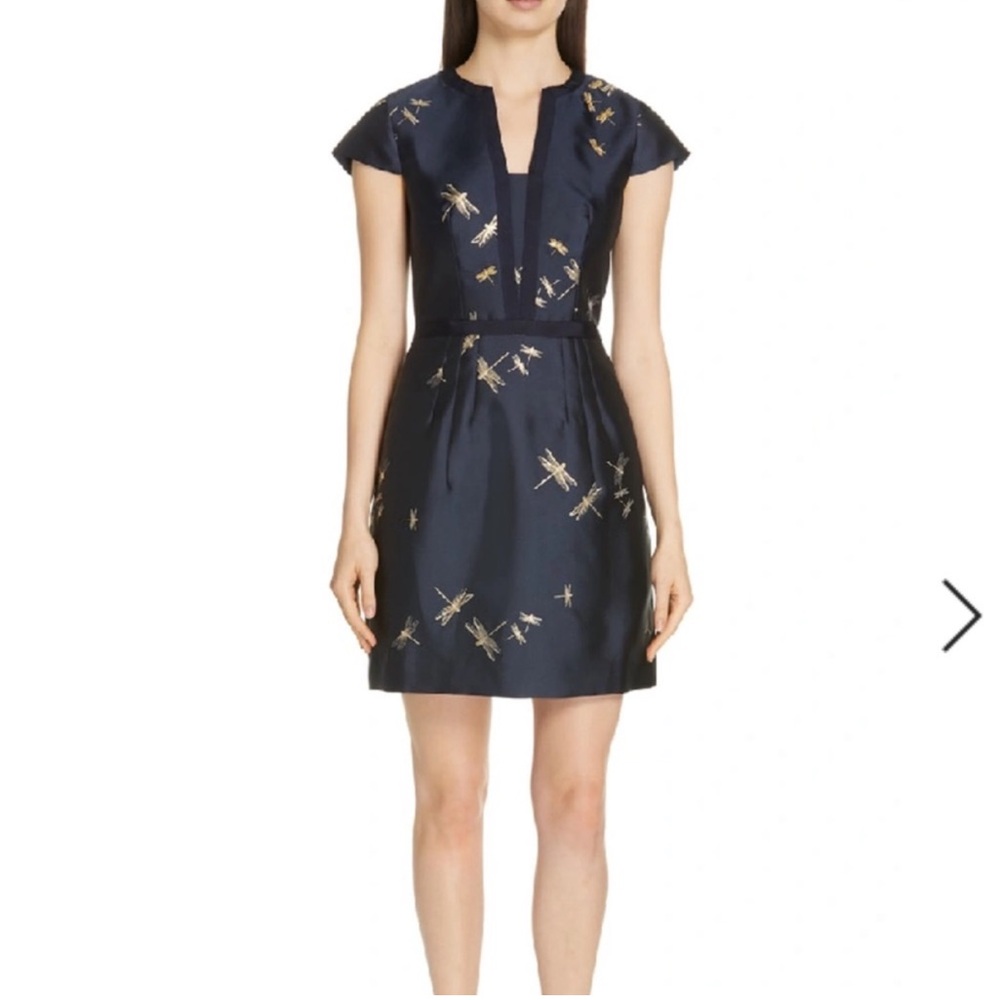 Ted Baker Hartty Dragonfly Jacquard Dress Size 2‎